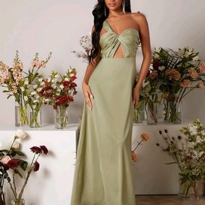 One shoulder maxi bridesmaid dress